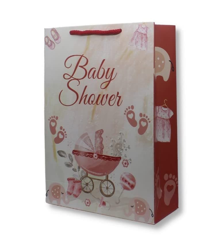 Maroon Trolly Baby Shower Gift Paper Bags | Gift Bags For Return Gifts, Baby Shower, Holiday Presents (11x8x3 Inch)