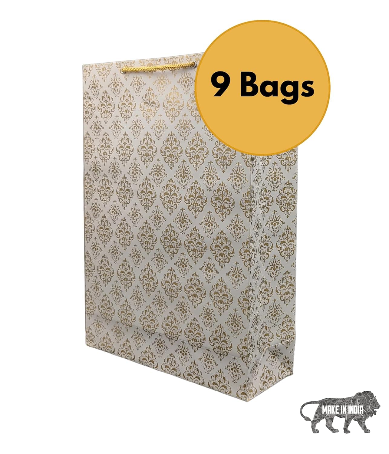 Multicolor Rustic Floral Design Gift Bags For Gifting | Weddings | Birthday | Holiday Presents (12x9.5x4 Inch)