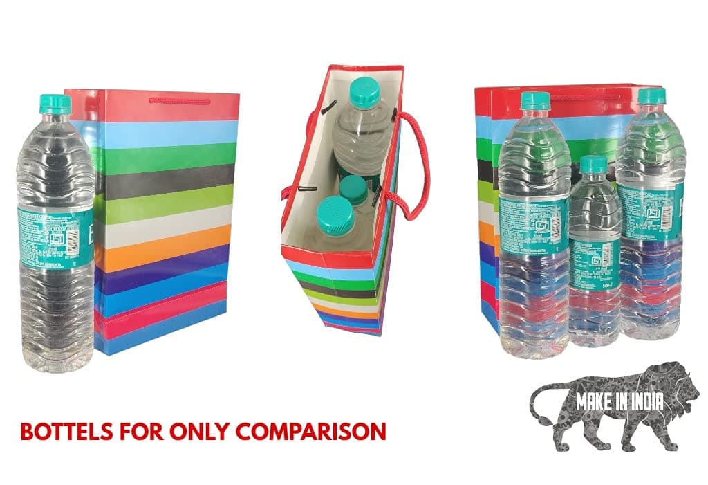 Multicolor Horizontal Lining Bag With Glossy Finish