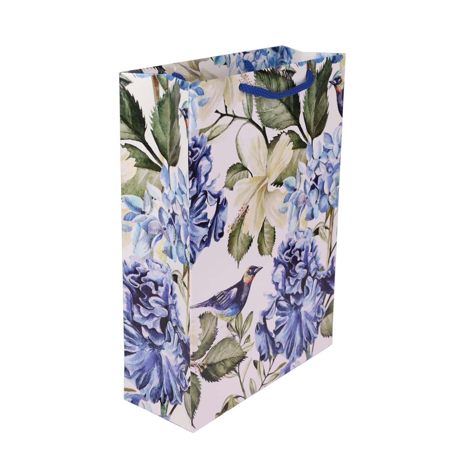 White Hibiscus Gift Bags For Gifting, Weddings, Birthday, Holiday Presents (28x20x7.5 Cm)