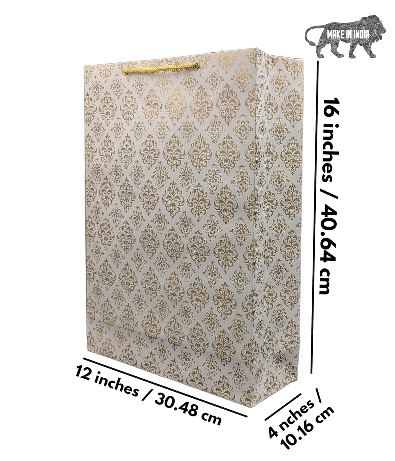 Multicolor Rustic Floral Design Gift Bags For Gifting | Weddings | Birthday | Holiday Presents (12x9.5x4 Inch)