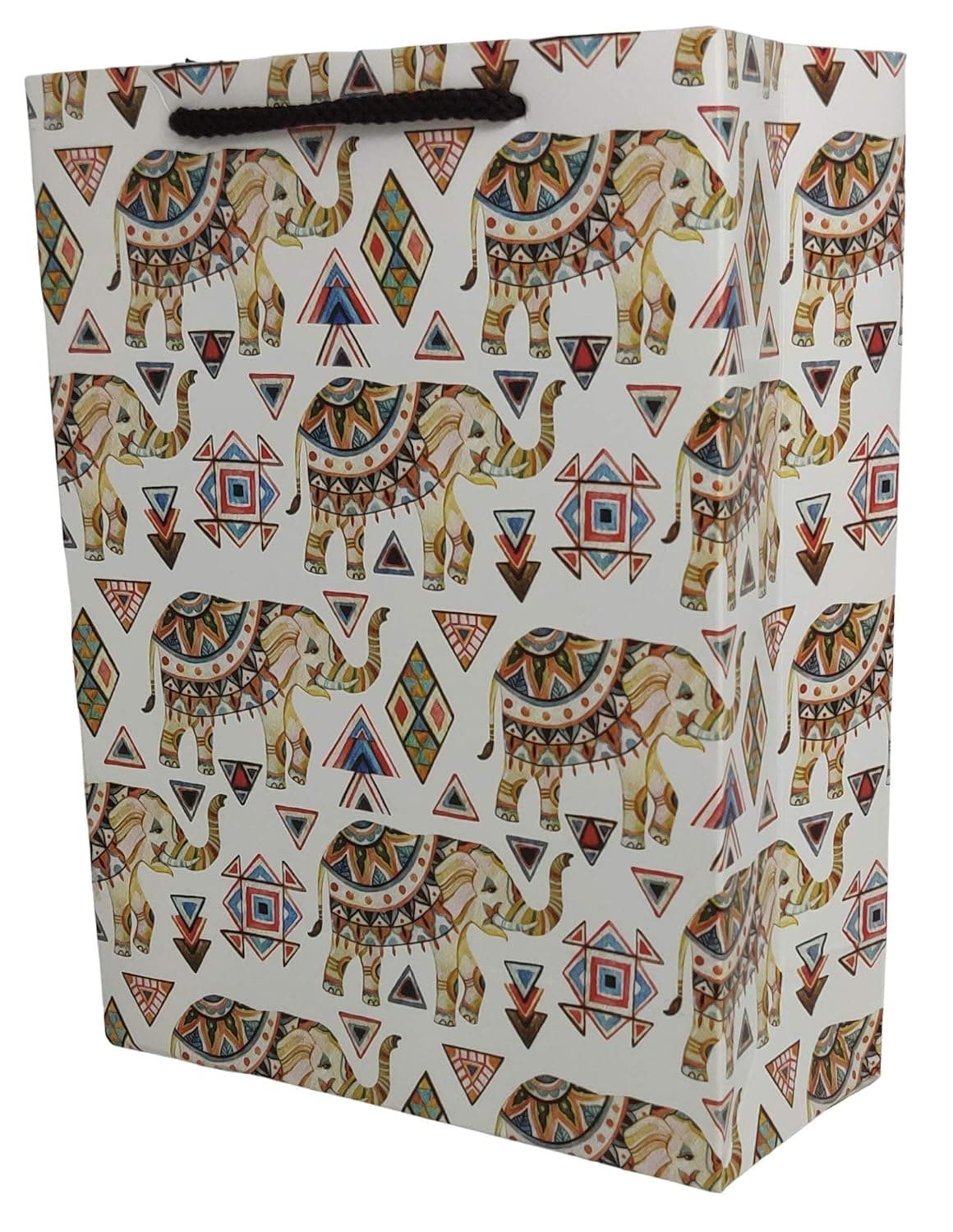 Multicolor Elephant Design Gift Bags For Gifting, Weddings, Birthday, Holiday Presents (17.78x7.62x22.86 Cm)