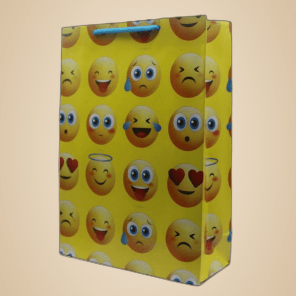 Multicolor Gift Bags For Gifting, Weddings, Birthday, Holiday Presents Emoji (28x20x7.5 Cm)