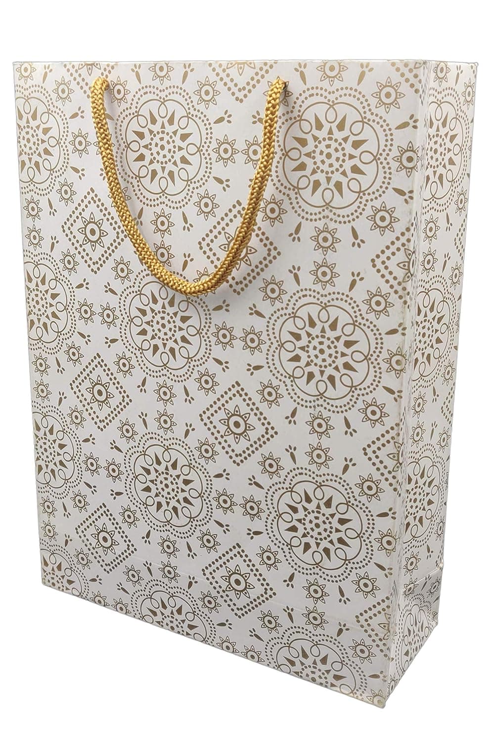 Gold Design Gift Bags For Weddings, Birthday, Holiday Presents (20.32x7.62x27.94 Cm)