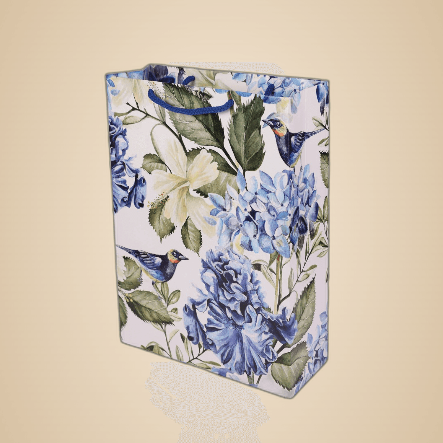 White Hibiscus Gift Bags For Gifting, Weddings, Birthday, Holiday Presents (28x20x7.5 Cm)