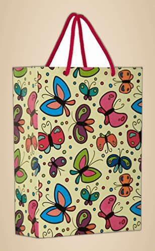 Multicolor Butterfly Design Gift Bags For Gifting, Weddings, Birthday, Holiday Presents (28x20x7.5 Cm)