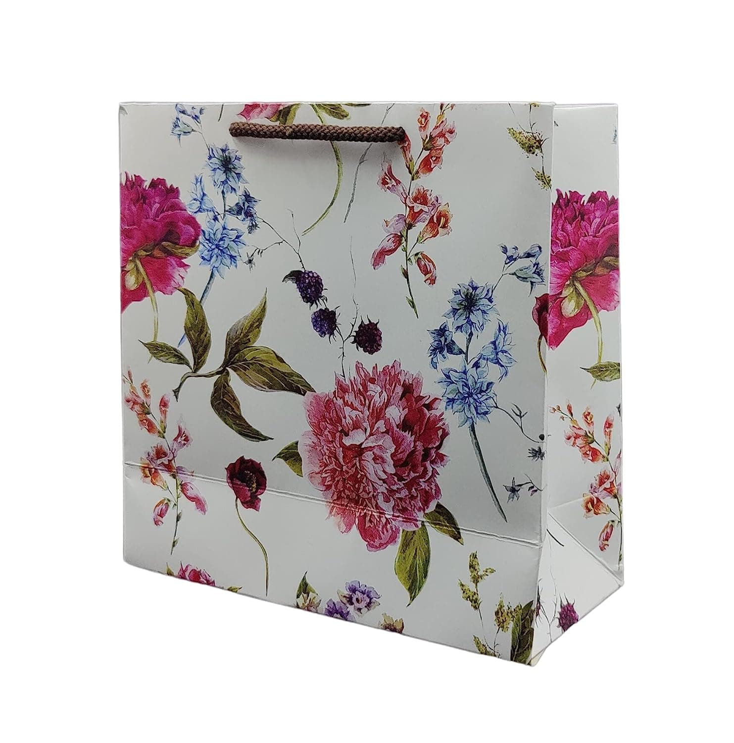 Multicolor Alekhya Design Transparent Window Bag Printed Gift Bags For Gifting | Weddings | Birthday | Holiday Presents (9x9x4 Inch)