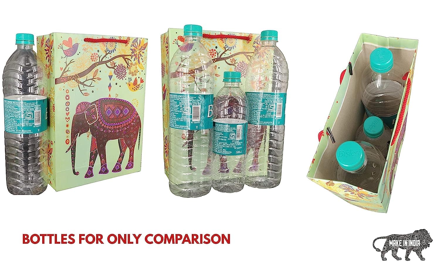 Multicolor Elephant Design Gift Bags For Gifting, Weddings, Birthday, Holiday Presents (28 Cmx20 Cmx7.5 Cm)