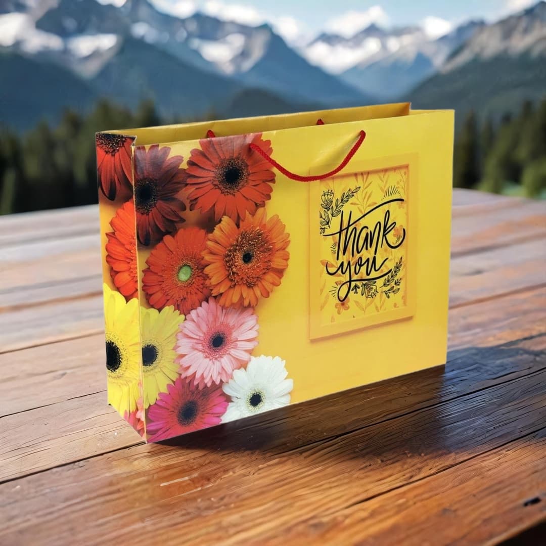 Yellow Thank You Gift Bags For Gifting | Weddings | Birthday | Holiday Presents (12x15.75x4 Inch)