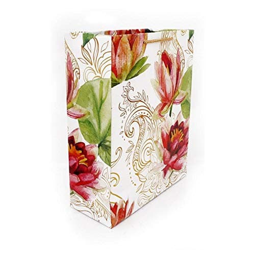 Golden Rose Flower Return Carry Bags For Weddings, Birthday, Holiday Presents (28x20x7.5 Cm)