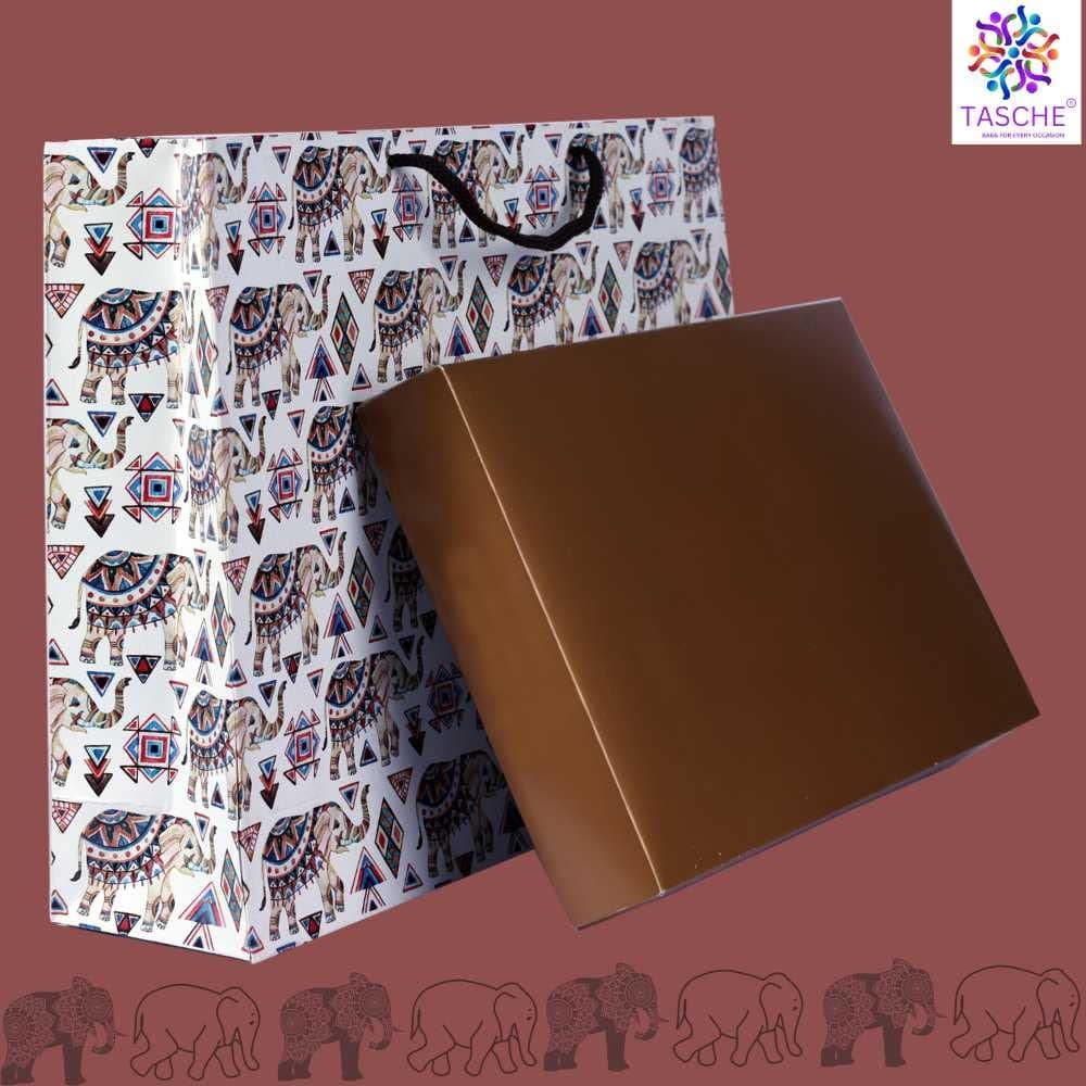 Multicolor Elephant Design Gift Bags For Gifting, Weddings, Birthday, Holiday Presents (40.64x10.16x30.48 Cm)