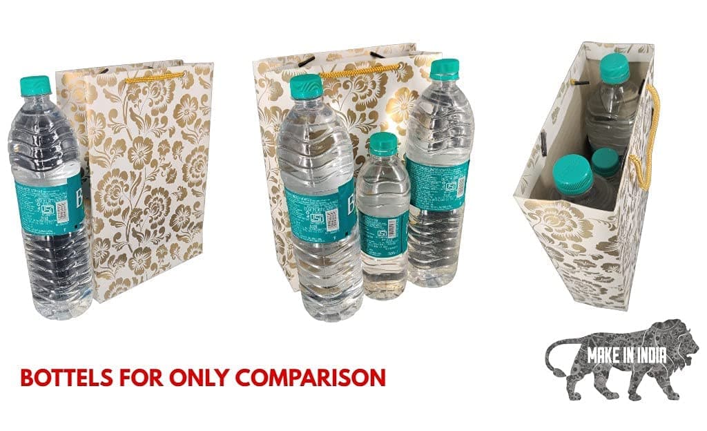Gold Mandaram Design Gift Bags For Gifting, Weddings, Birthday, Holiday Presents (20.32x7.62x27.94 Cm)