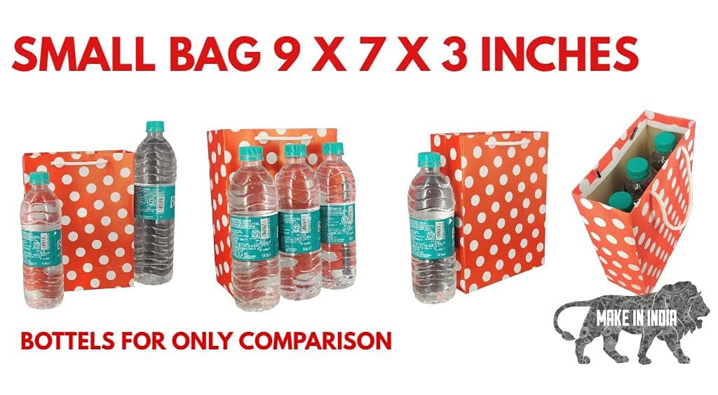 Red Dotted Paper Gift Bags For Baby Shower Return Gift, Small Presents (17.78x7.62x22.86 Cm)