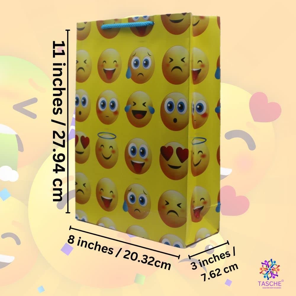 Multicolor Gift Bags For Gifting, Weddings, Birthday, Holiday Presents Emoji (28x20x7.5 Cm)