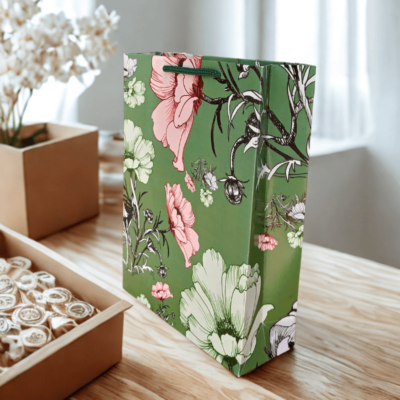 White flower design gift bags