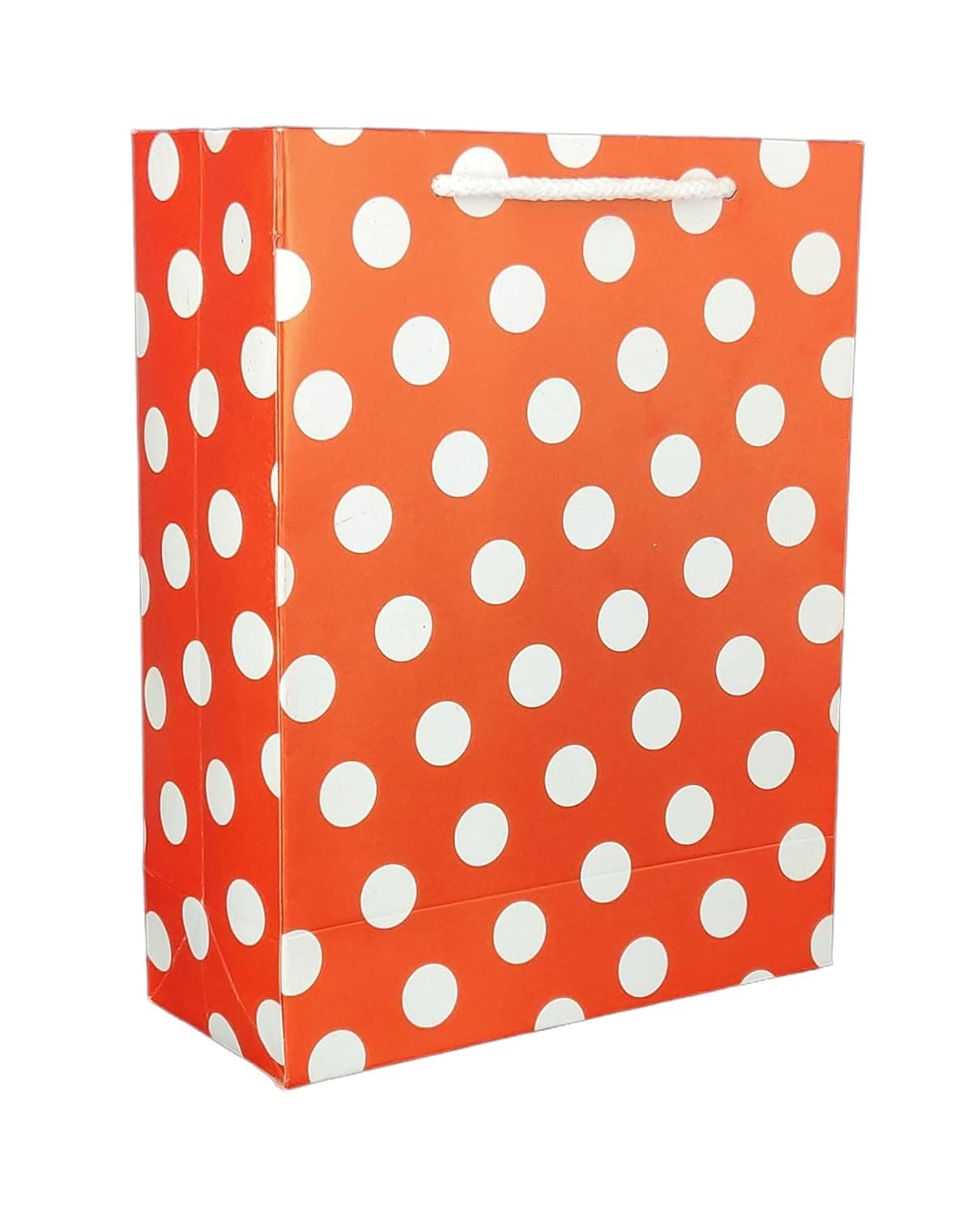Red Dotted Paper Gift Bags For Baby Shower Return Gift, Small Presents (17.78x7.62x22.86 Cm)