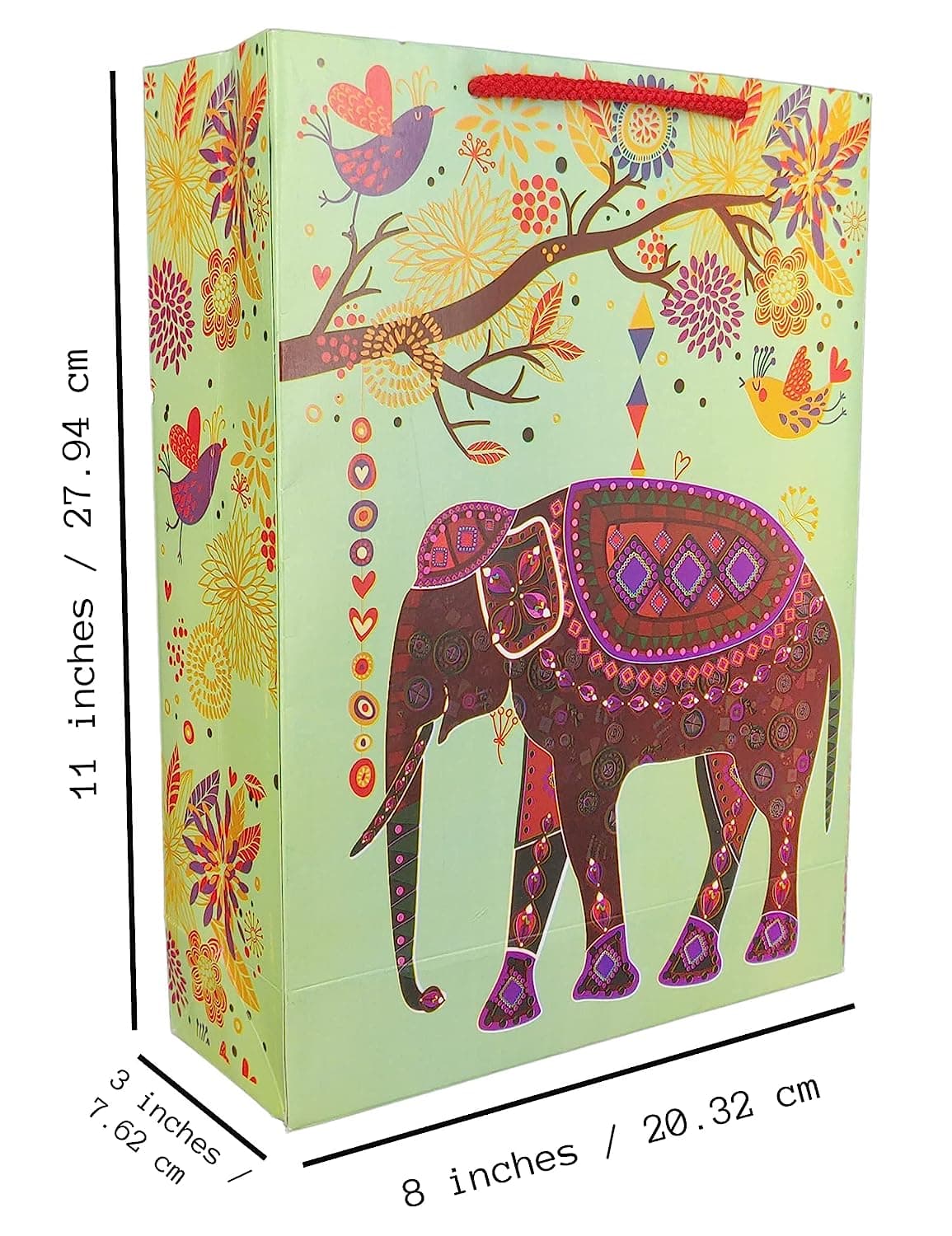 Multicolor Elephant Design Gift Bags For Gifting, Weddings, Birthday, Holiday Presents (28 Cmx20 Cmx7.5 Cm)