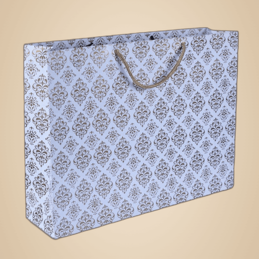 Gold Economy Flowers Big Paper Gift Bags For Baby Shower Return Gift, Small Presents, Weddings, Birthday, Holiday Presents (39.37x10.16x30.48 Cm)
