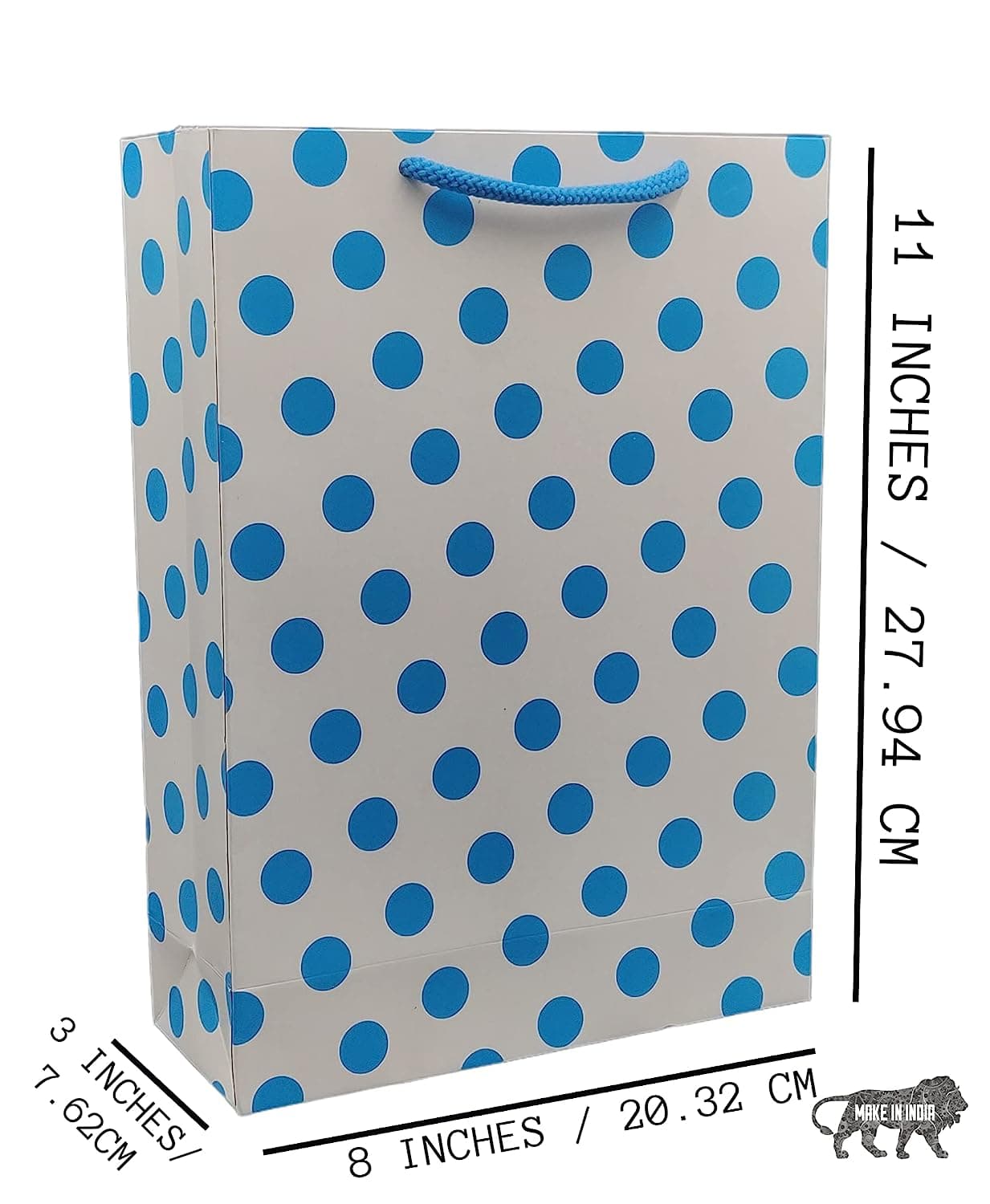 Blue Dot Paper Gift Bag (28x20x7.5Cm)