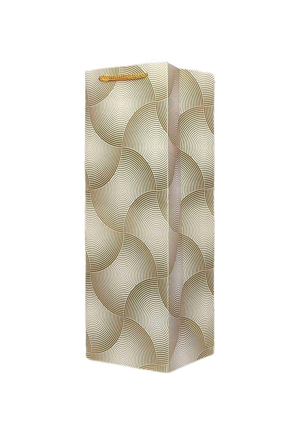 Gold Seamless Golden Design Bottle Bag Medium Printed Gift Paper Bags | Gift Bags For Wedding, Return Gifts, And Birthday Presents (14x5x4 Inch)