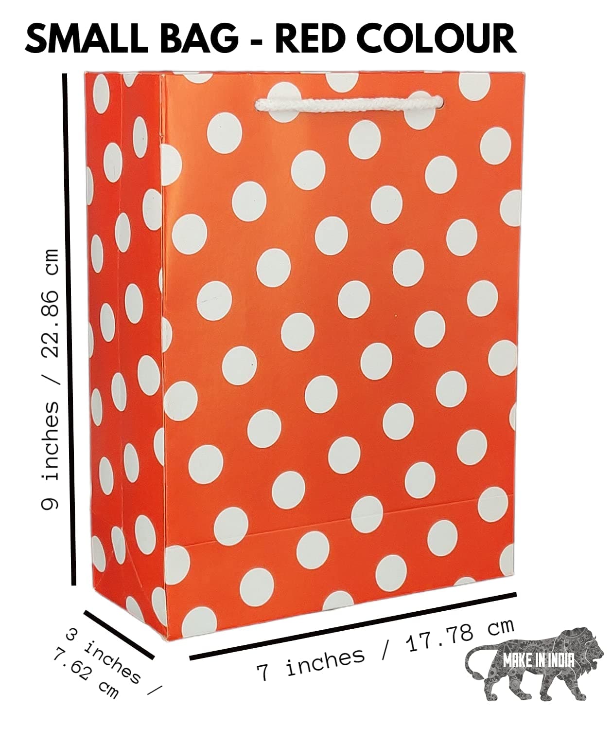 Red Dotted Paper Gift Bags For Baby Shower Return Gift, Small Presents (17.78x7.62x22.86 Cm)