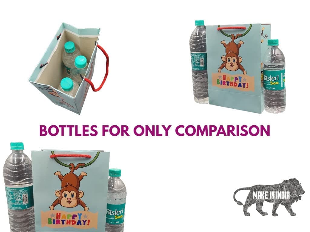 Multicolor Monkey Theme Birthday Bag Gift Bags For Gifting | Weddings | Birthday | Holiday Presents (10x7x4 Inch)