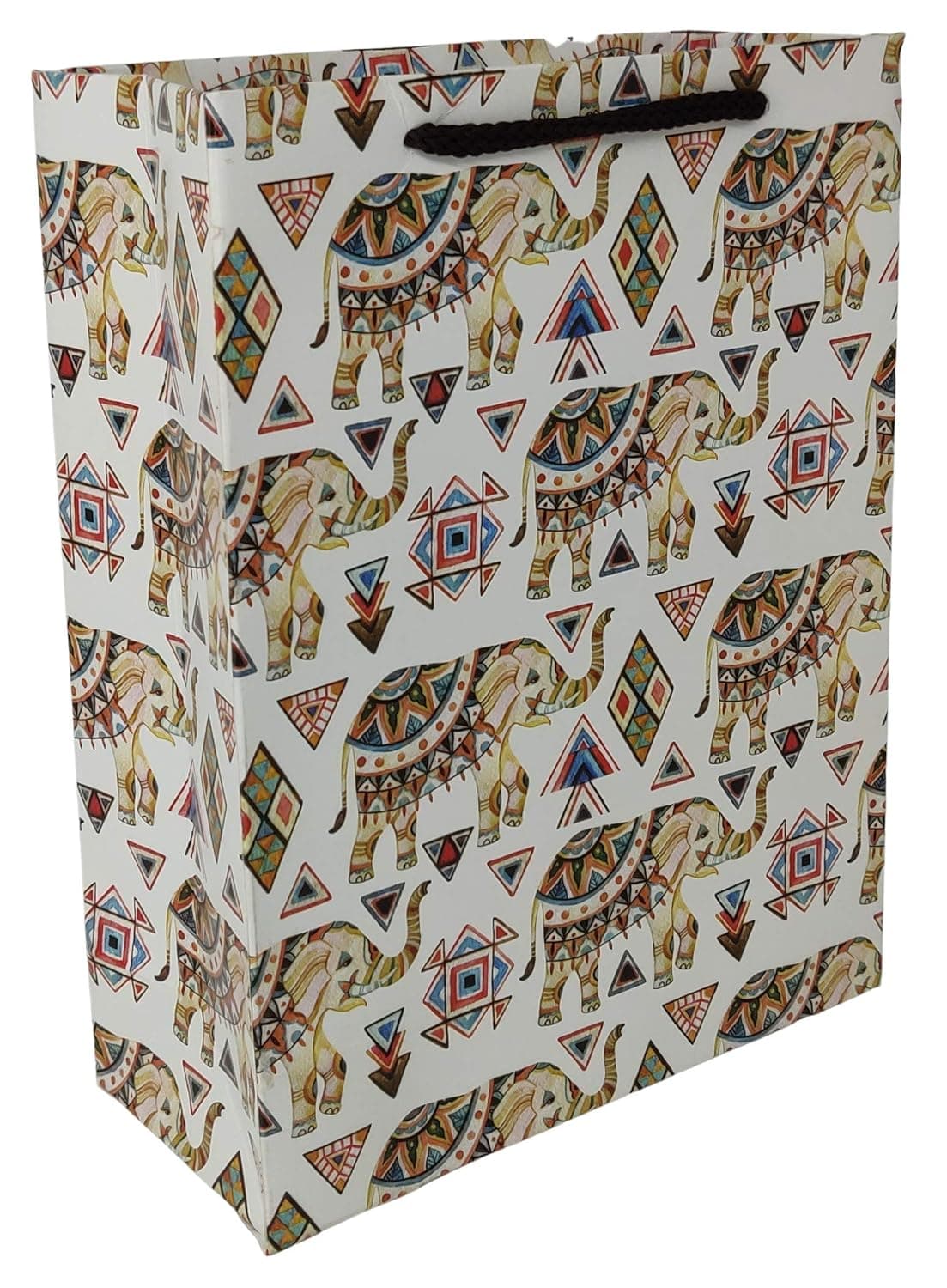 Multicolor Elephant Design Gift Bags For Gifting, Weddings, Birthday, Holiday Presents (17.78x7.62x22.86 Cm)