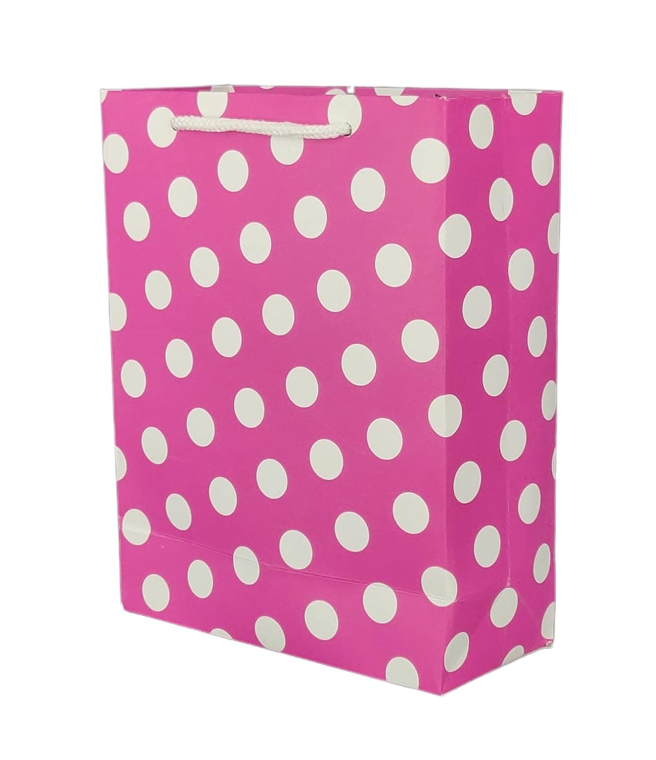 Pink Dotted Paper Gift Bags For Baby Shower Return Gift, Small Presents (17.78x7.62x22.86 Cm)