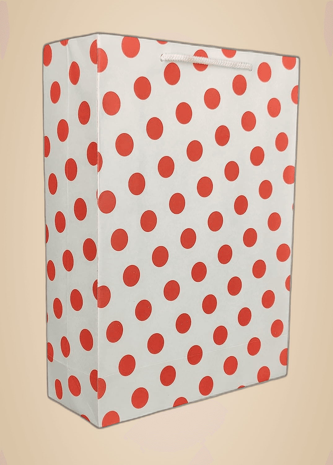 Red Dotted Paper Gift Bags For Baby Shower Return Gift, Small Presents (20.32x7.62x27.94 Cm)