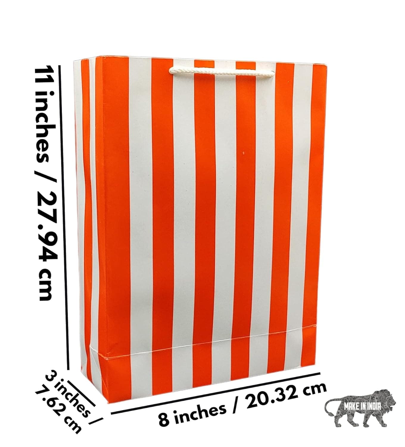 Red Striped Gift Bags For Return Gift, Small Presents, Weddings, Birthday, Holiday Presents (11x8x3 Inch)