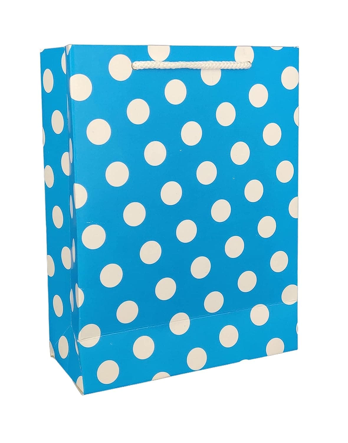 Blue Dotted Paper Gift Bags For Baby Shower Return Gift, Small Presents (17.78x7.62x22.86 Cm)