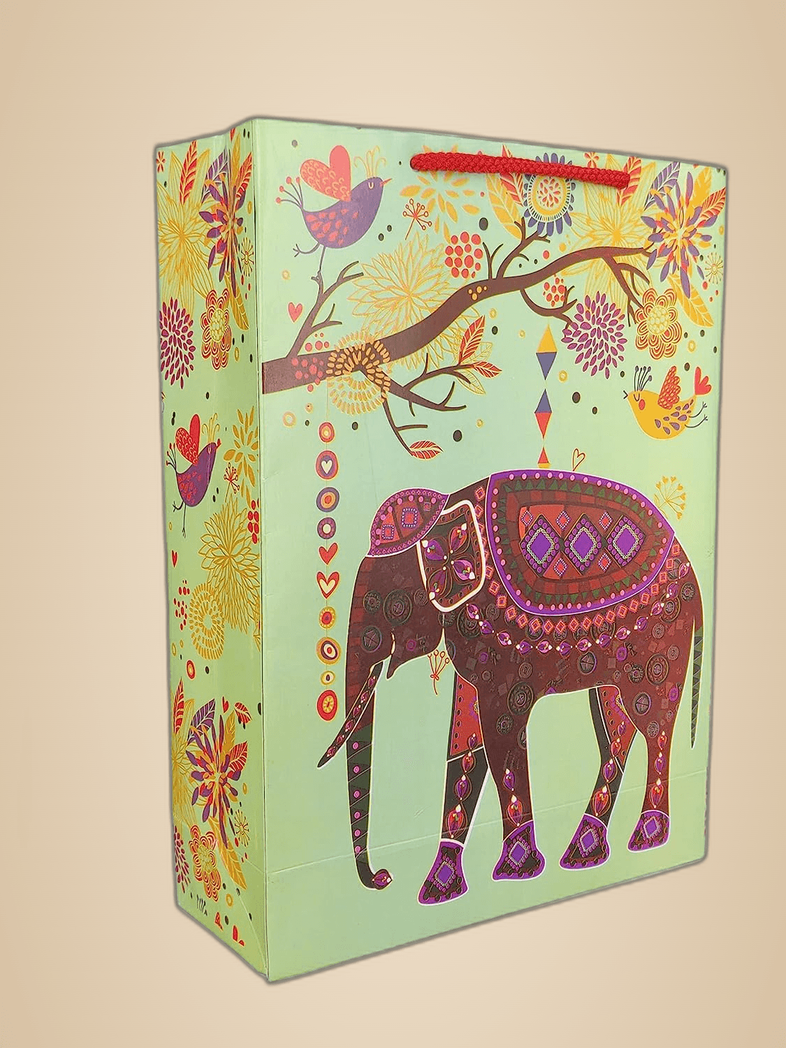 Multicolor Elephant Design Gift Bags For Gifting, Weddings, Birthday, Holiday Presents (28 Cmx20 Cmx7.5 Cm)
