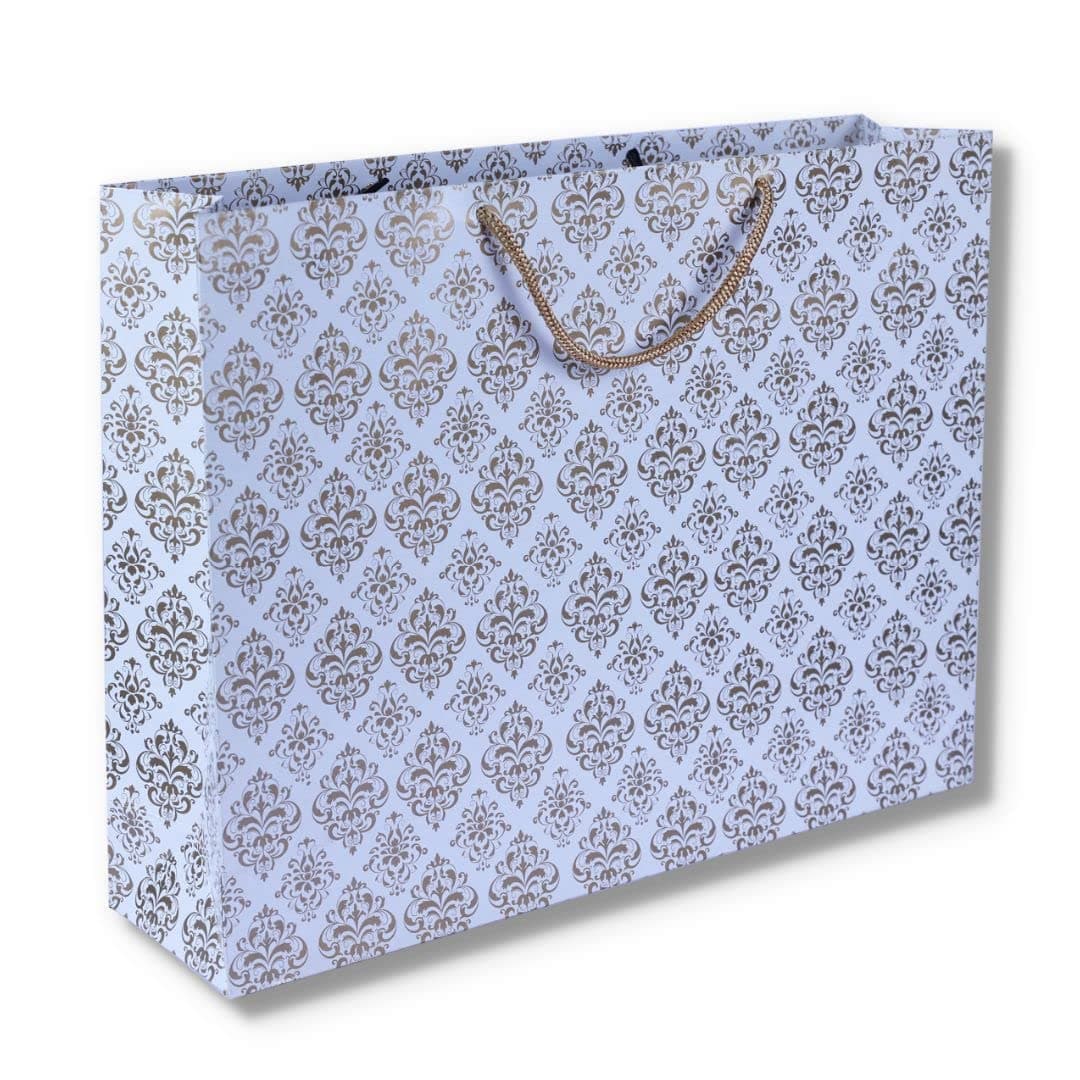 Gold Economy Flowers Big Paper Gift Bags For Baby Shower Return Gift, Small Presents, Weddings, Birthday, Holiday Presents (39.37x10.16x30.48 Cm)