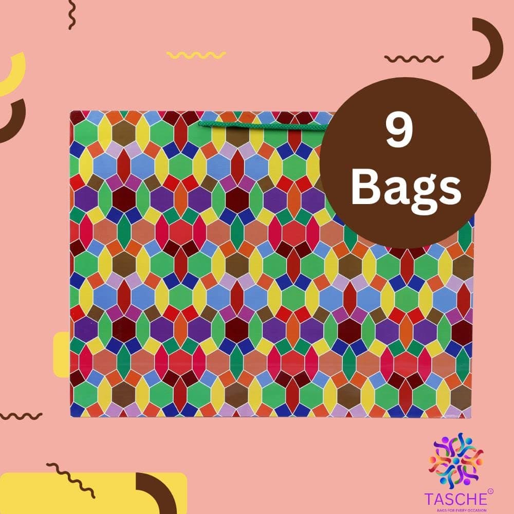 Multicolor Kalideo Big Bag Gift Bags For Gifting | Weddings | Birthday | Holiday Presents (12x15.5x4 Inch)