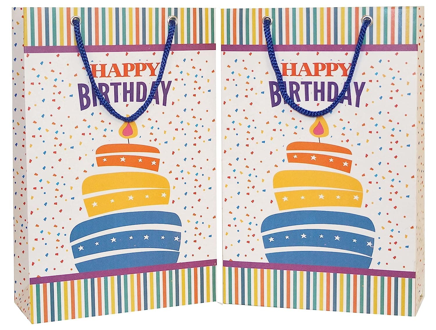 Multicolor Birthday Gift Paper Bags, (28x20x7.5 Cm)