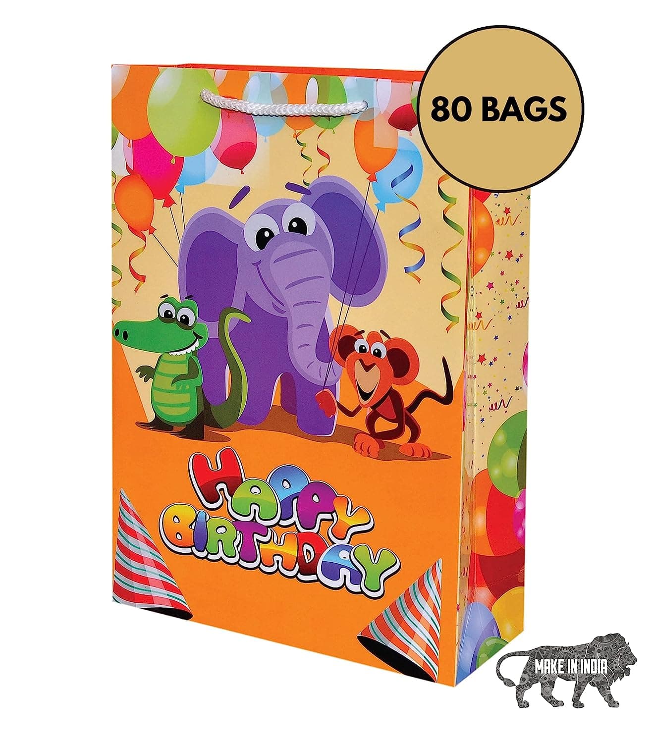 Multicolor Elephant Theme Paper Bag For Birthday Gift