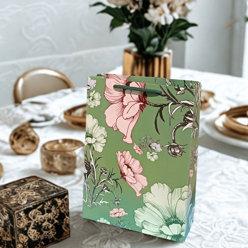White flower design gift bags
