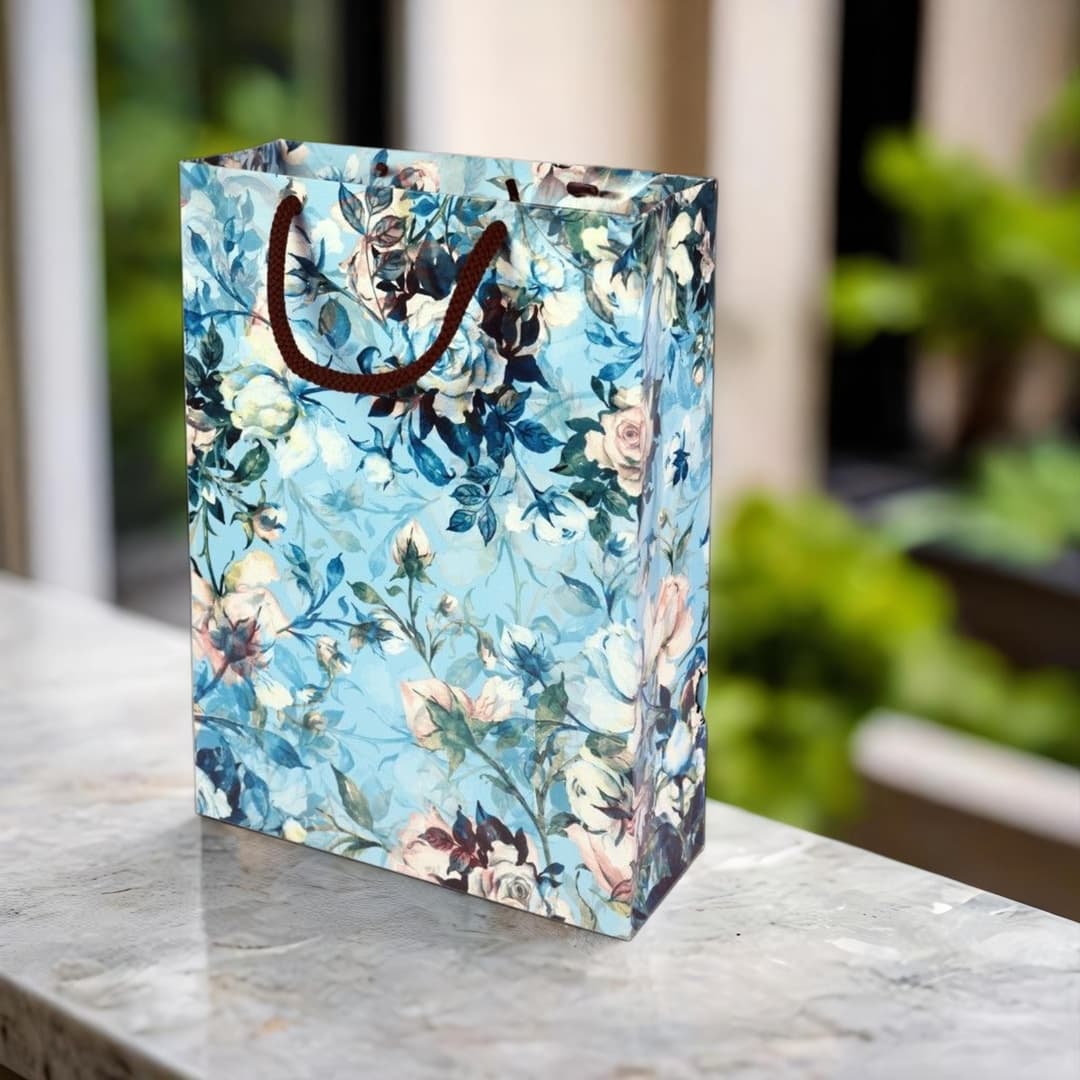 Multicolor Art Rose Flower Bags For Gifting, Weddings, Birthday, Holiday Presents (28x20x7.5 Cm)
