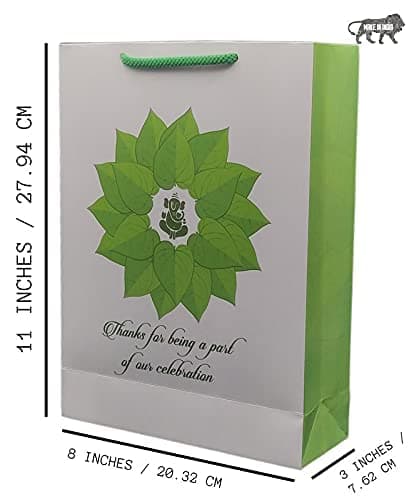 Green Big Paper Gift Bags For Baby Shower Return Gift, Small Presents, Weddings, Birthday, Holiday Presents (11x8x3 Inch)