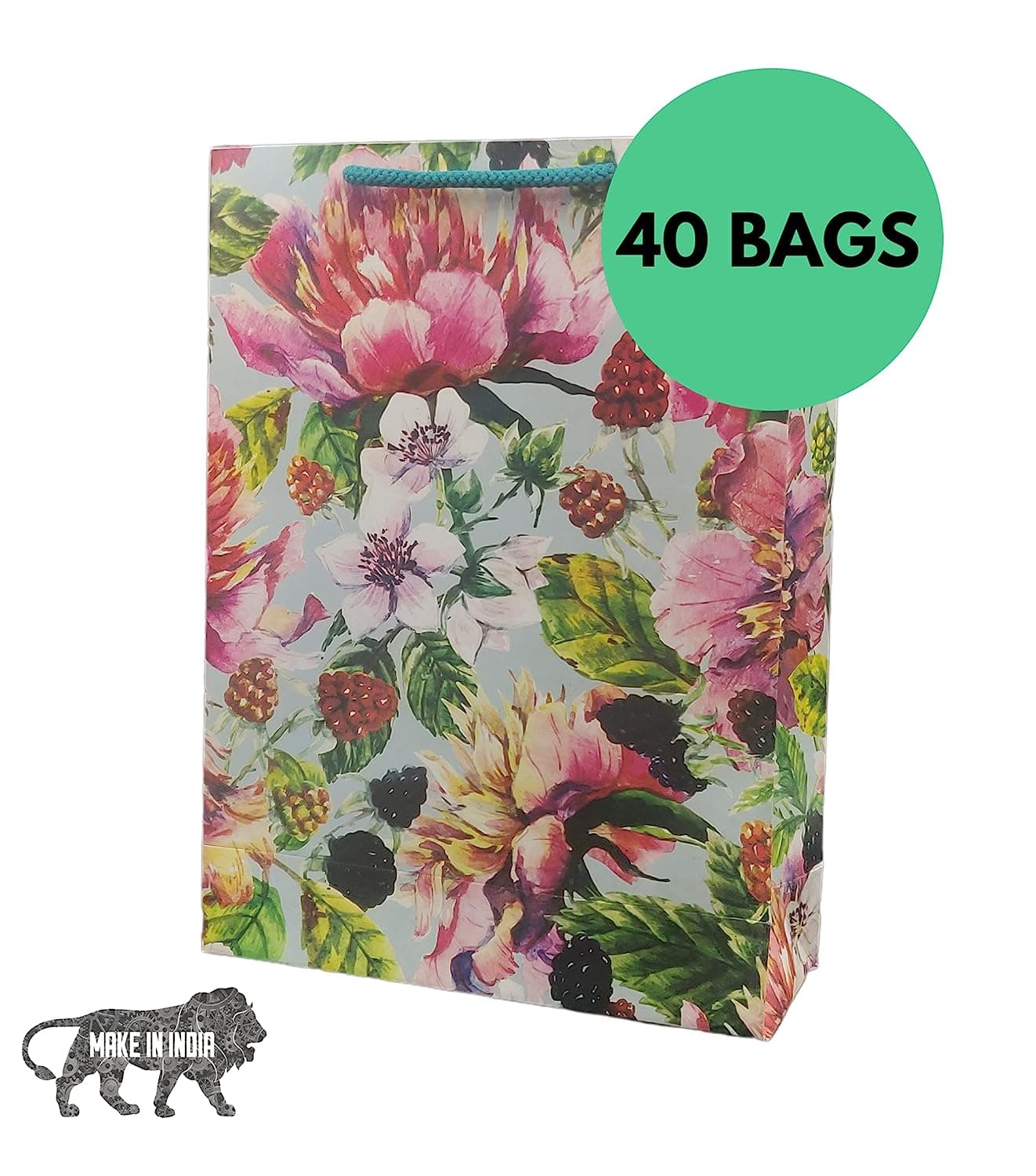 Multicolor Cherry Flower Bags For Gifting, Weddings, Birthday, Holiday Presents (28x20x7.5 Cm)