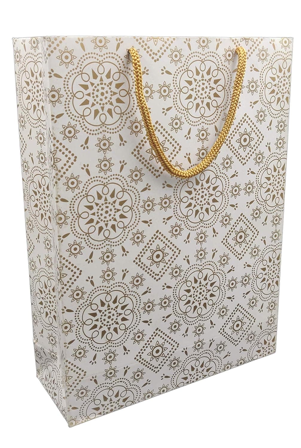 Gold Design Gift Bags For Weddings, Birthday, Holiday Presents (20.32x7.62x27.94 Cm)