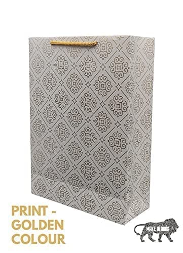 Golden Rangoli Big Paper Gift Bags For Baby Shower Return Gift, Small Presents, Weddings, Birthday, Holiday Presents (11x8x3 Inch)