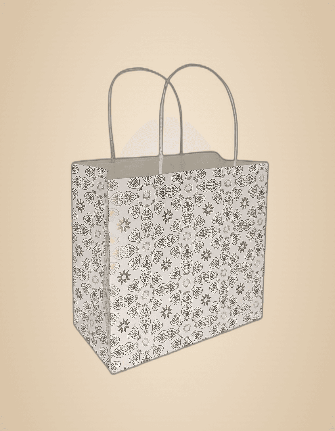 Golden Love Symbols Design Bag For Return Gift, Small Presents, Weddings, Birthday, Holiday Presents (8x8x4 Inch)