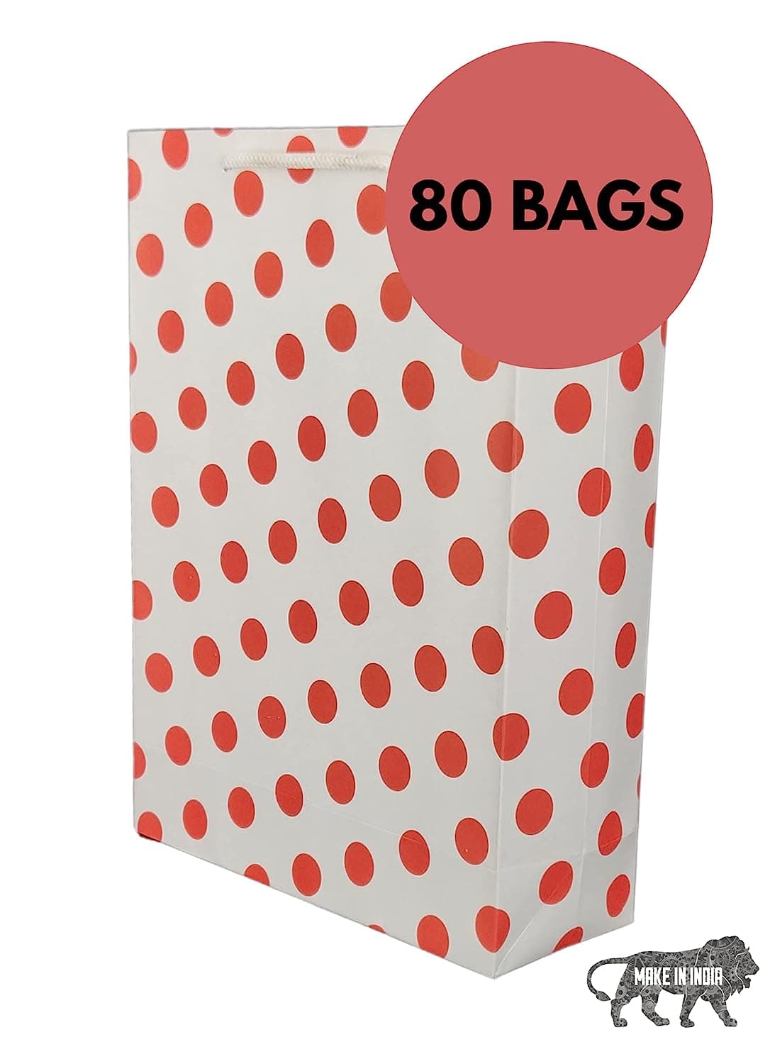 Red Dotted Paper Gift Bags For Baby Shower Return Gift, Small Presents (20.32x7.62x27.94 Cm)
