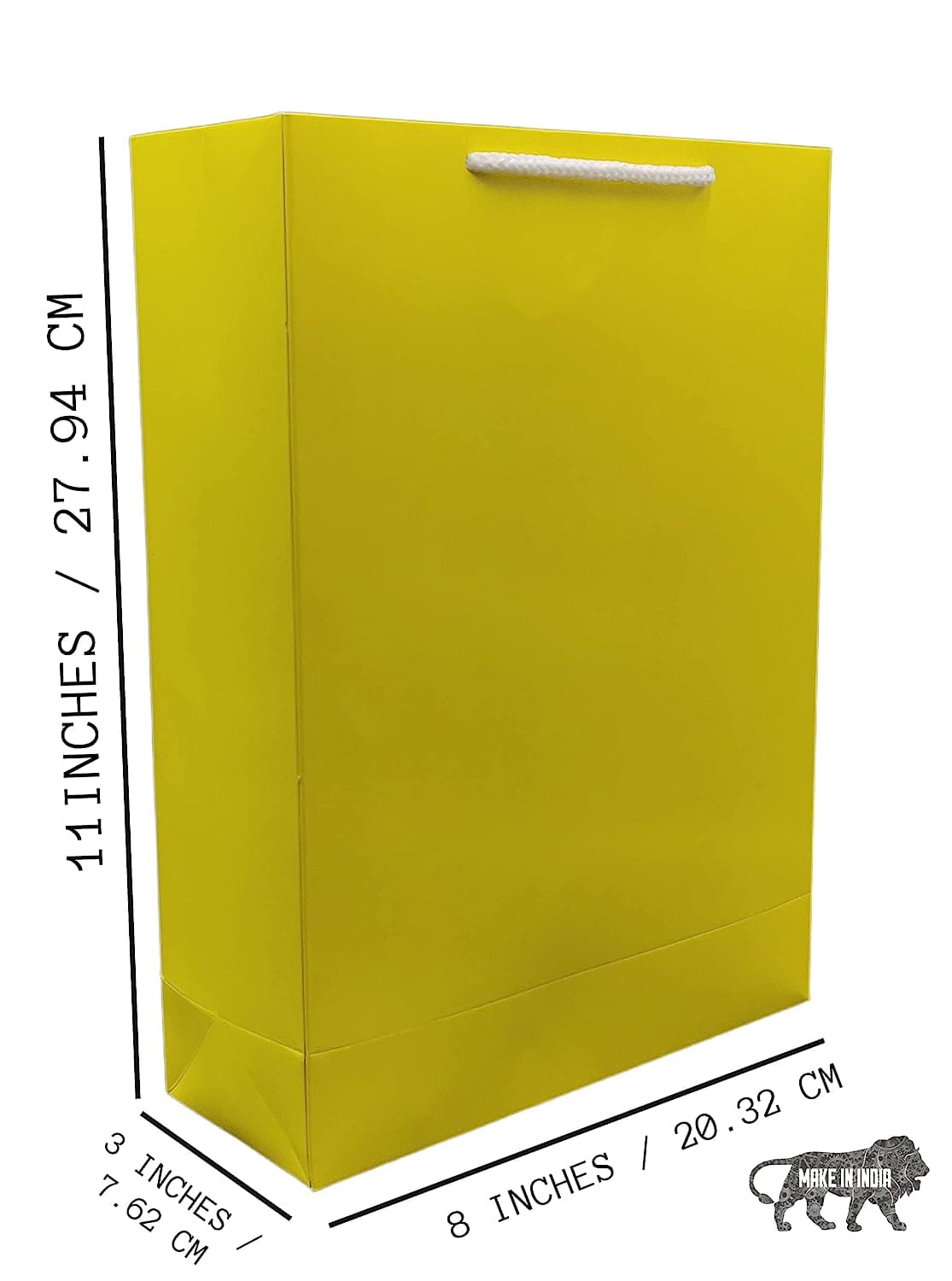 Yellow Gift Bags For Gifting, Weddings, Birthday,Holiday Presents (28x20x 7.5 Cm)