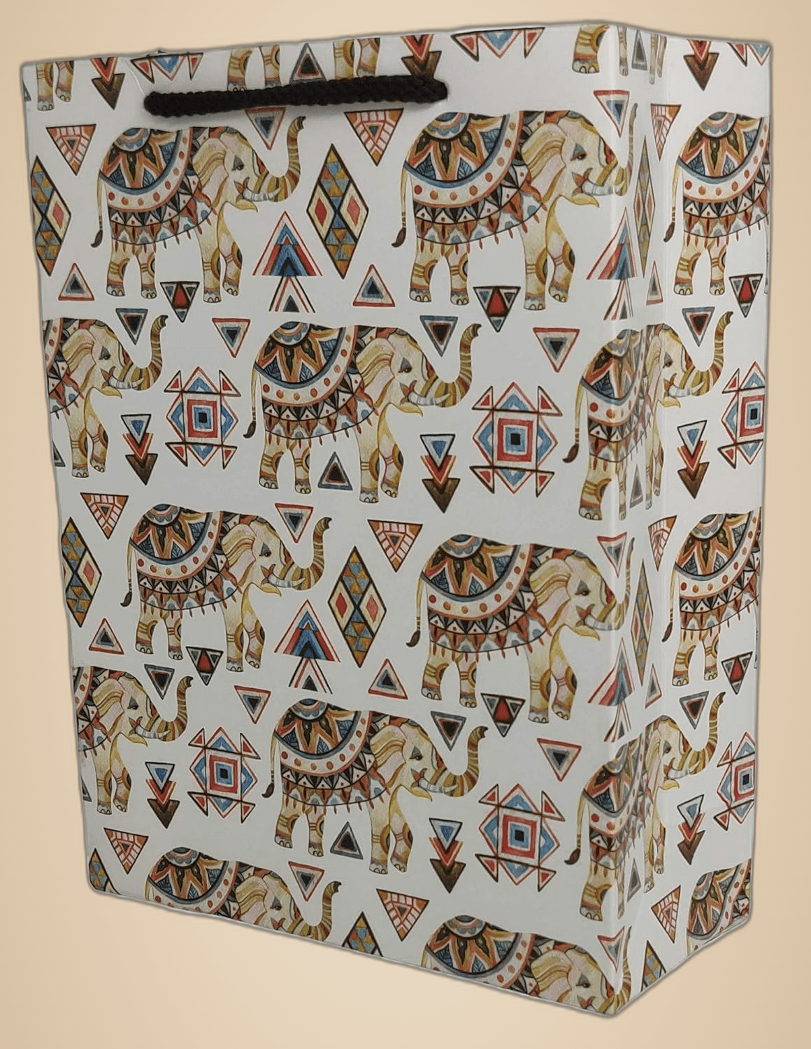 Multicolor Elephant Design Gift Bags For Gifting, Weddings, Birthday, Holiday Presents (17.78x7.62x22.86 Cm)