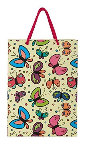 Multicolor Butterfly Design Gift Bags For Gifting, Weddings, Birthday, Holiday Presents (28x20x7.5 Cm)