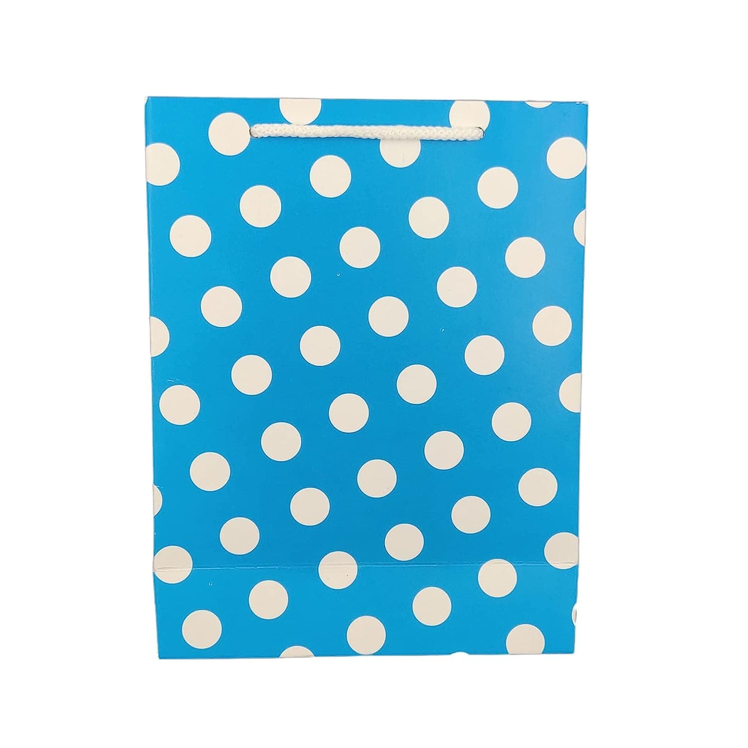 Blue Dotted Paper Gift Bags For Baby Shower Return Gift, Small Presents (17.78x7.62x22.86 Cm)
