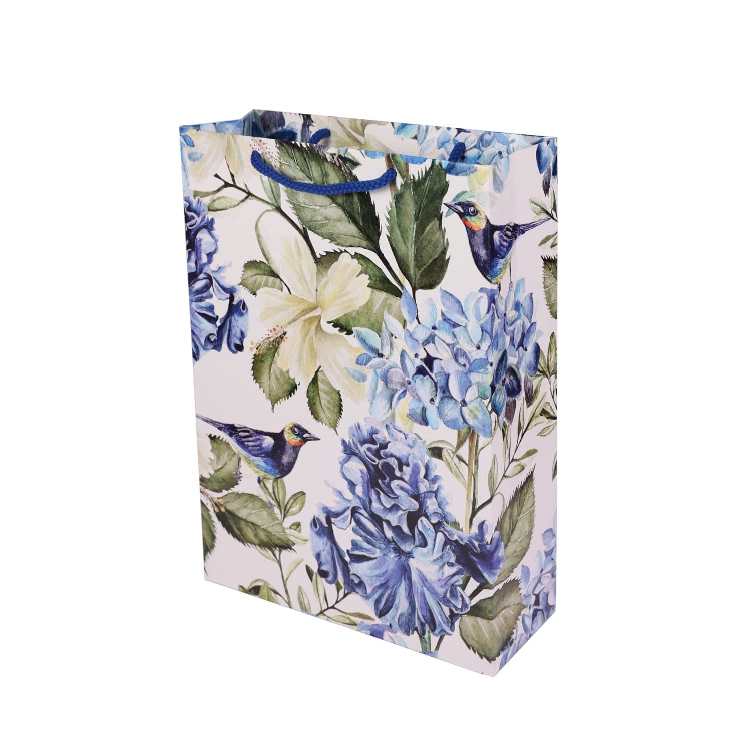 White Hibiscus Gift Bags For Gifting, Weddings, Birthday, Holiday Presents (28x20x7.5 Cm)