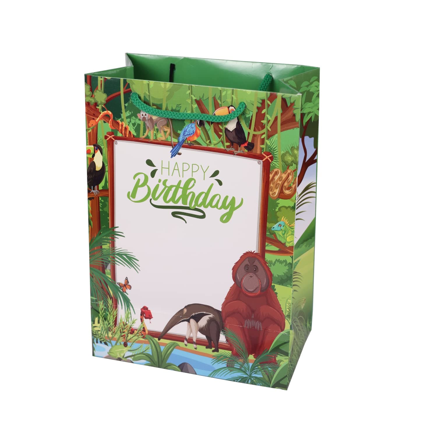 Multicolor Jungle Birthday Theme Gift Bags For Gifting | Weddings | Birthday | Holiday Presents (10x7x4 Inch)